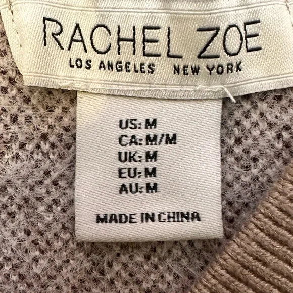 Rachel Zoe NWT Tan V-Neck Sweater with Zigzag Pattern - Picture 5 of 9